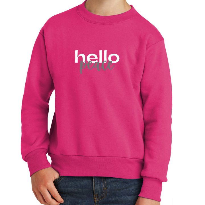 Youth Graphic Sweatshirt Hello Peace White and Gray - Youth | Sweatshirts