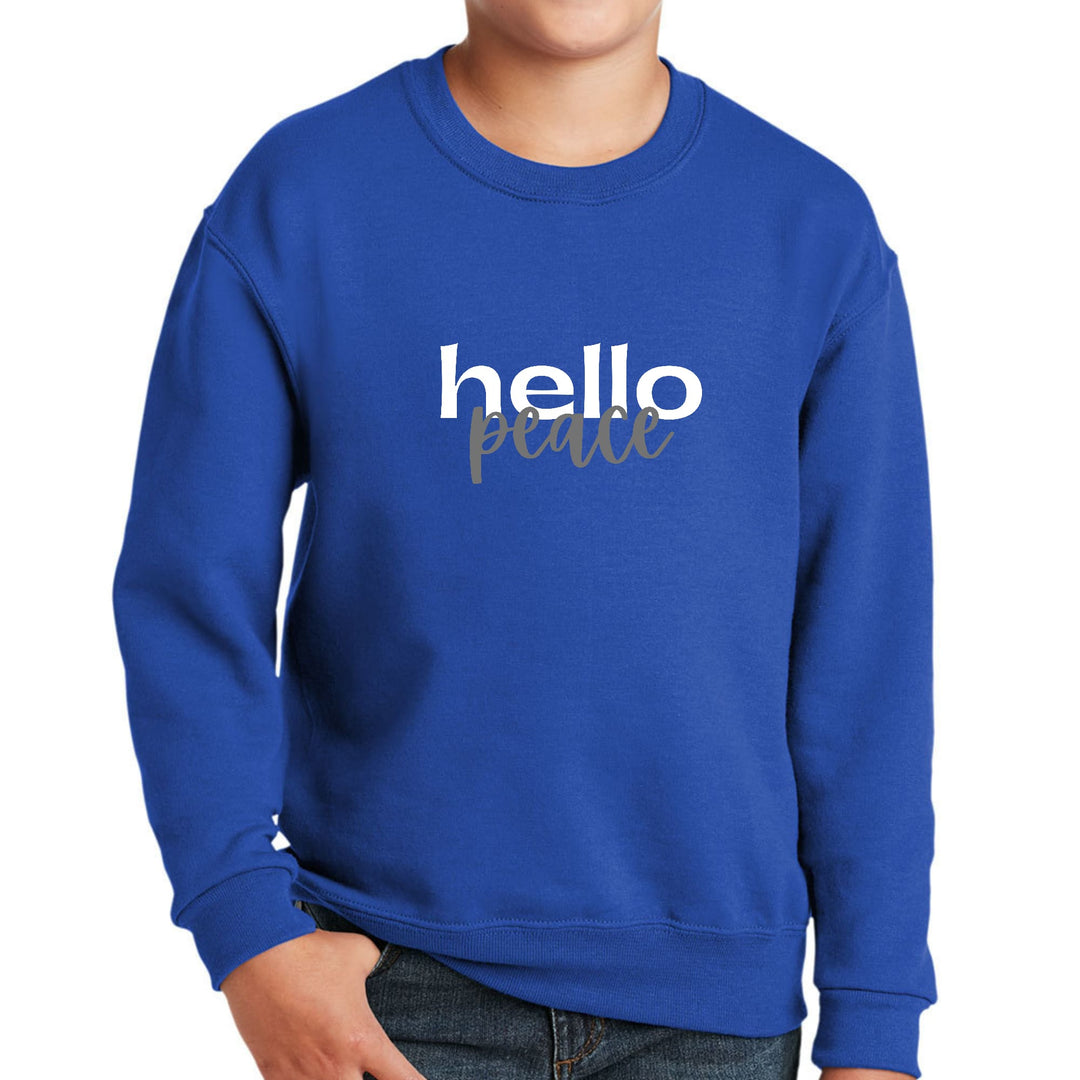 Youth Graphic Sweatshirt Hello Peace White and Gray - Youth | Sweatshirts