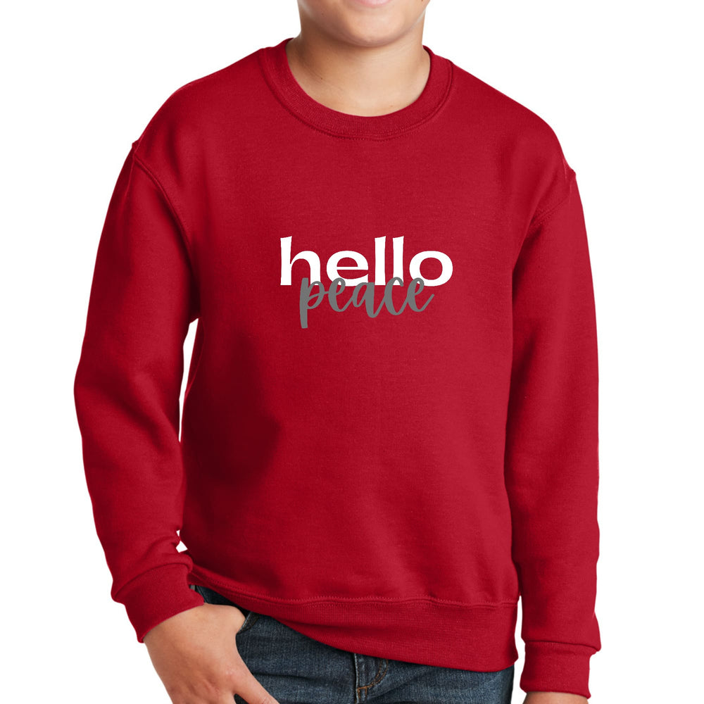 Youth Graphic Sweatshirt Hello Peace White and Gray - Youth | Sweatshirts