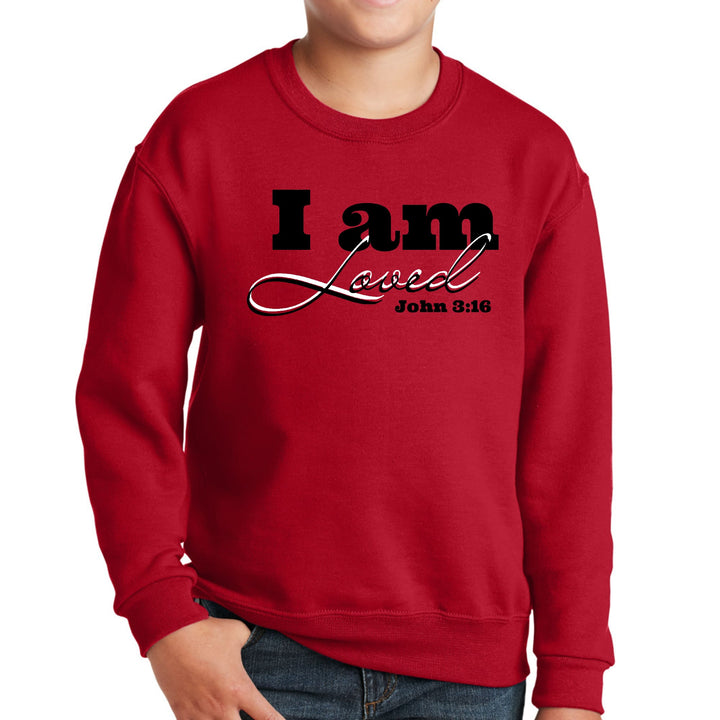 Youth Graphic Sweatshirt i am Loved - John 3:16 Black Illustration - Youth