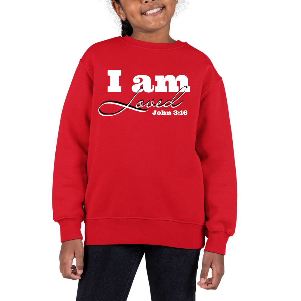 Youth Graphic Sweatshirt i am Loved - John 3:16 Illustration - Girls