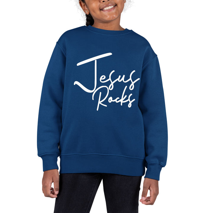 Youth Graphic Sweatshirt Jesus Rocks Print - Girls | Sweatshirts