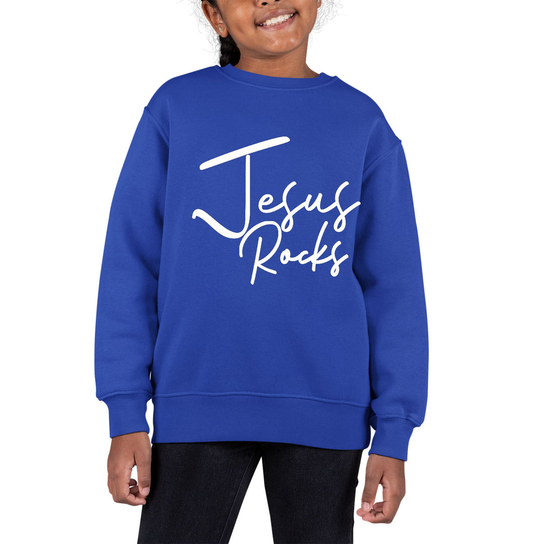 Youth Graphic Sweatshirt Jesus Rocks Print - Girls | Sweatshirts