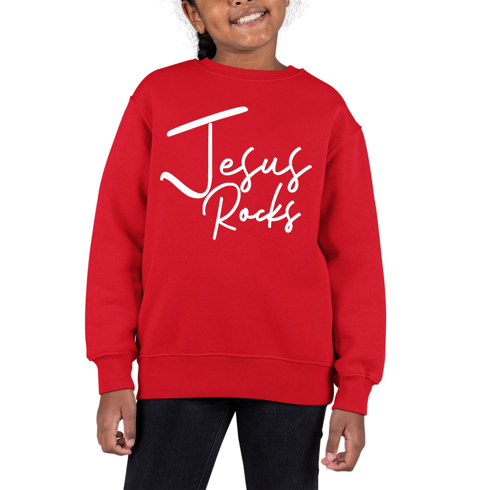 Youth Graphic Sweatshirt Jesus Rocks Print - Girls | Sweatshirts