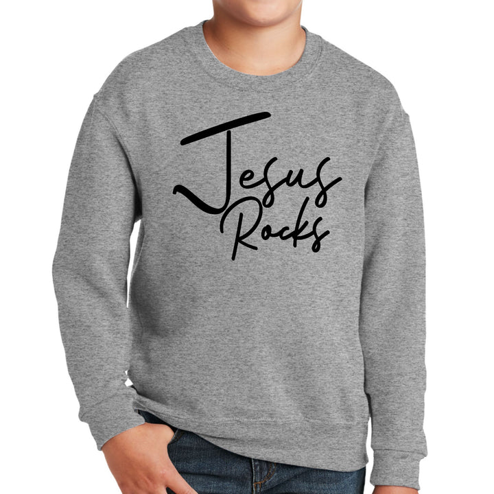 Youth Graphic Sweatshirt Jesus Rocks Print - Youth | Sweatshirts