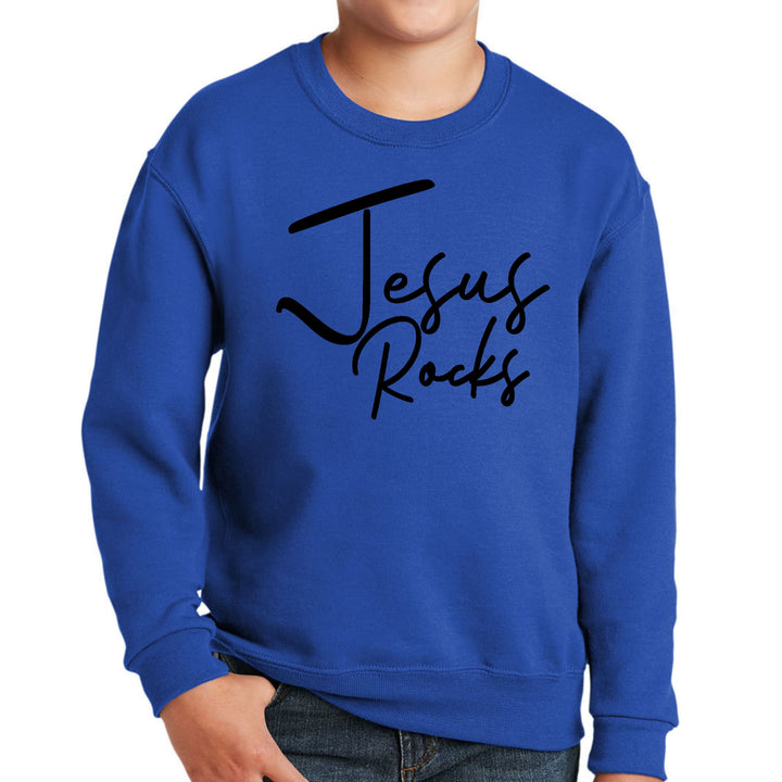 Youth Graphic Sweatshirt Jesus Rocks Print - Youth | Sweatshirts