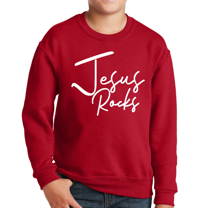 Youth Graphic Sweatshirt Jesus Rocks Print - Youth | Sweatshirts