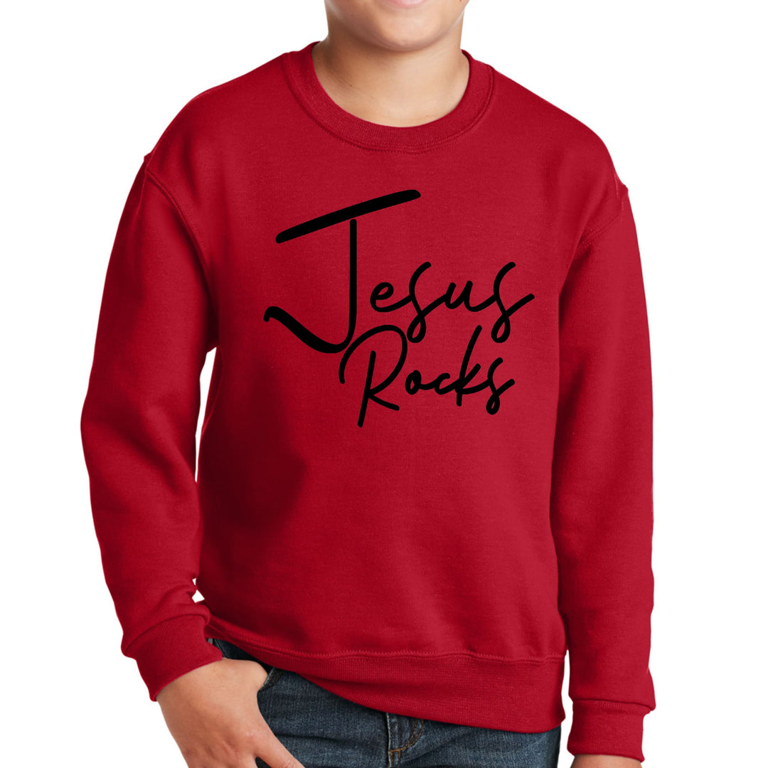 Youth Graphic Sweatshirt Jesus Rocks Print - Youth | Sweatshirts