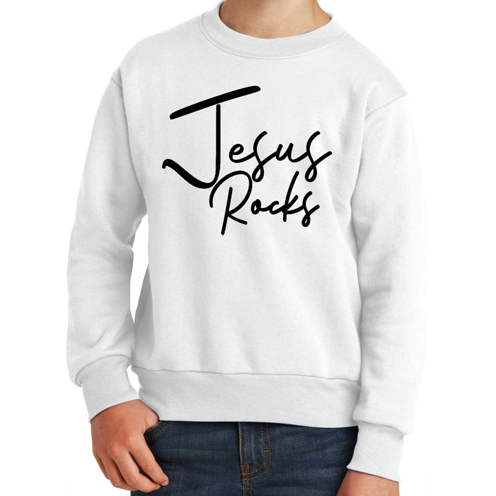 Youth Graphic Sweatshirt Jesus Rocks Print - Youth | Sweatshirts