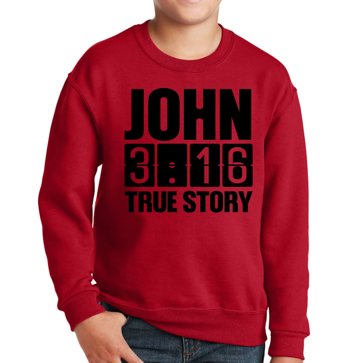 Youth Graphic Sweatshirt John 3:16 True Story Print - Youth/Sweatshirts