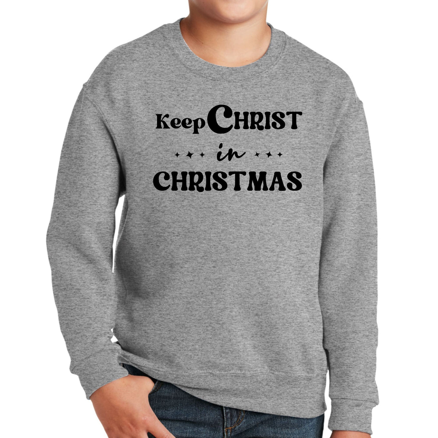 Youth Graphic Sweatshirt Keep Christ In Christmas Christian Holiday - Youth