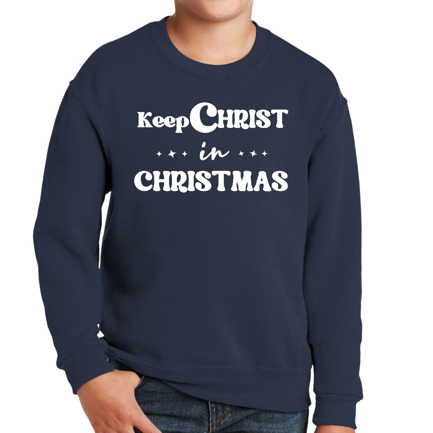 Youth Graphic Sweatshirt Keep Christ In Christmas Christian Holiday - Youth