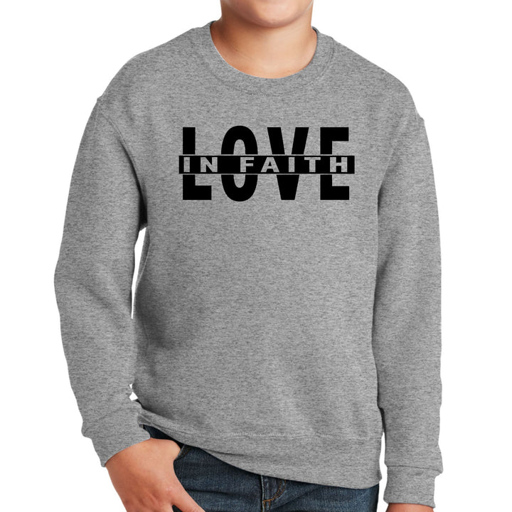 Youth Graphic Sweatshirt Love in Faith Black Illustration - Youth | Sweatshirts