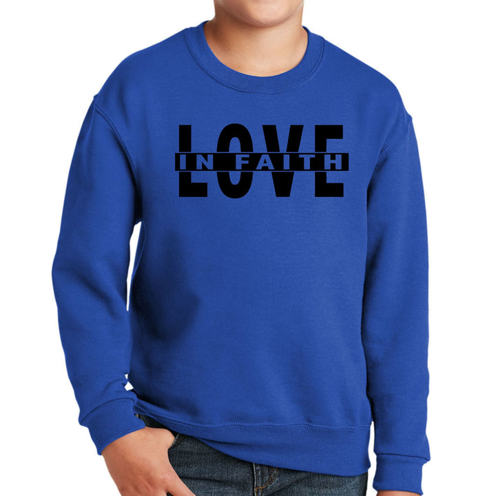 Youth Graphic Sweatshirt Love in Faith Black Illustration - Youth | Sweatshirts