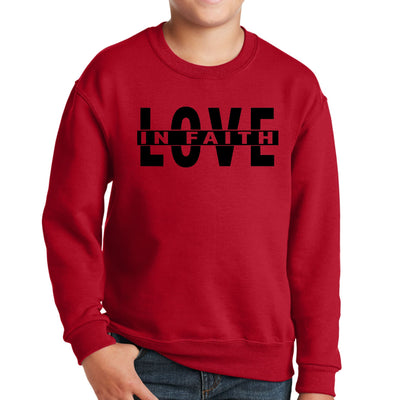 Youth Graphic Sweatshirt Love In Faith Black Illustration - Youth | Sweatshirts