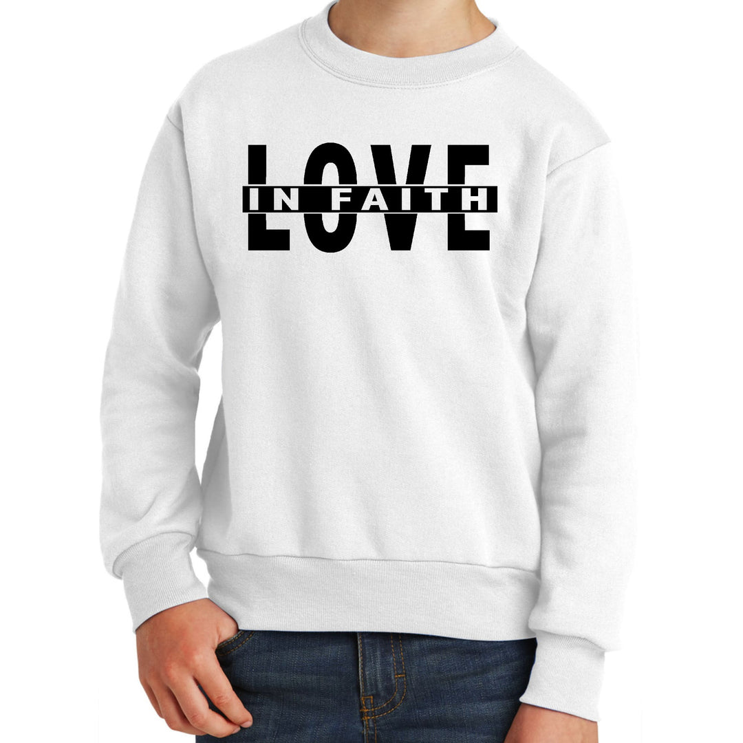 Youth Graphic Sweatshirt Love in Faith Black Illustration - Youth | Sweatshirts