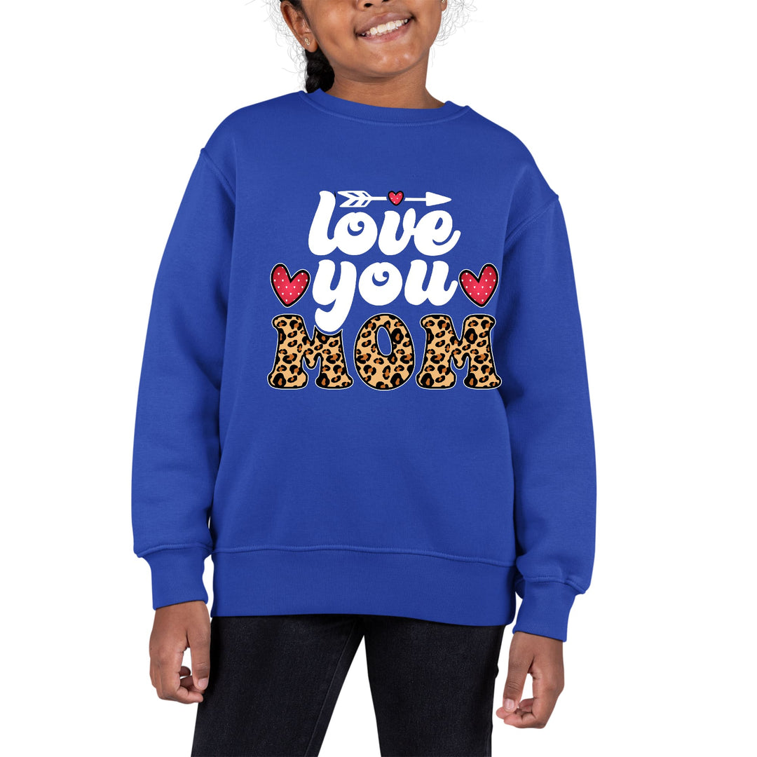 Youth Graphic Sweatshirt Love you Mom Leopard Print - Girls | Sweatshirts