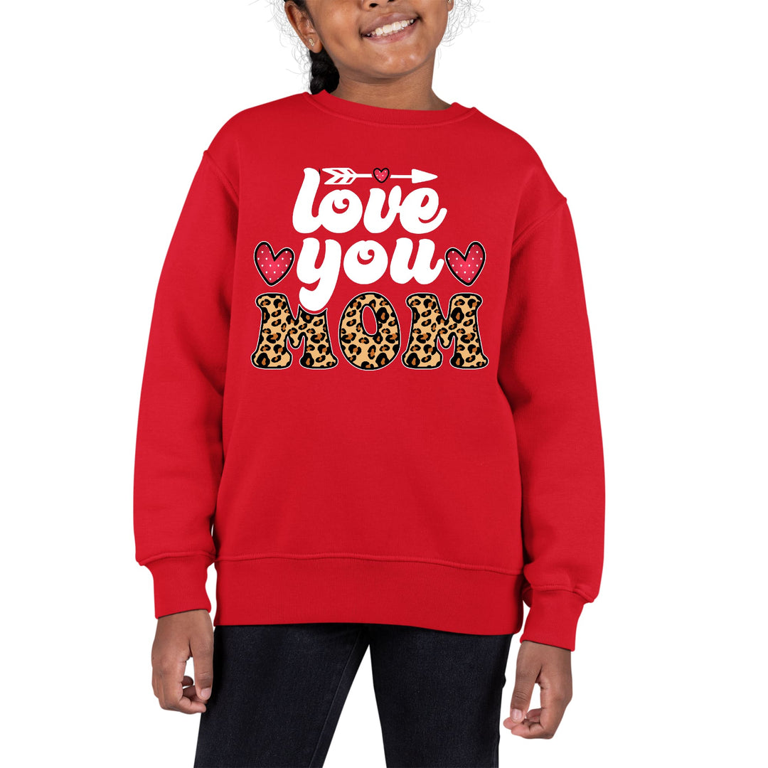 Youth Graphic Sweatshirt Love you Mom Leopard Print - Girls | Sweatshirts