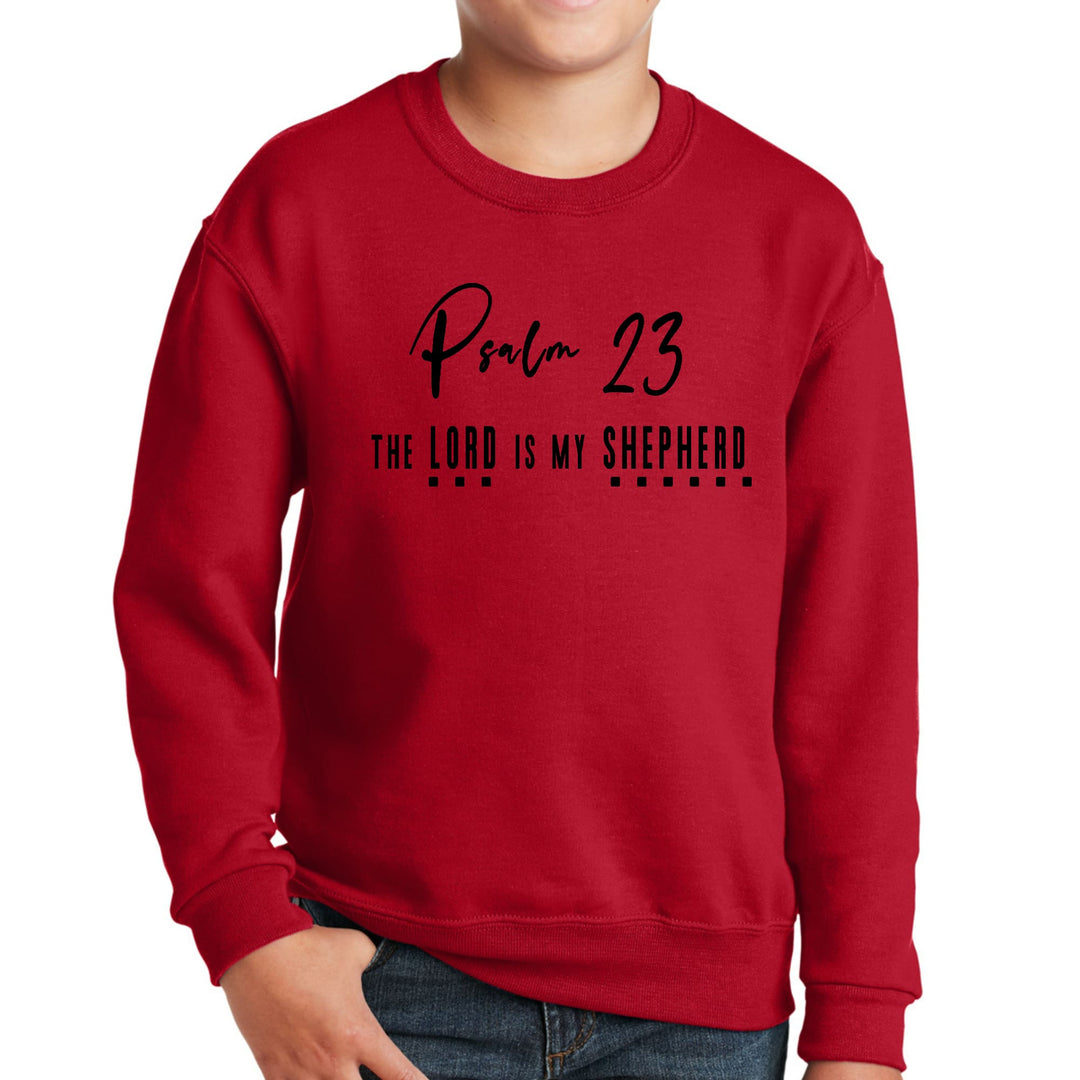 Youth Graphic Sweatshirt Psalm 23 the Lord is my Shepherd Black Print - Youth