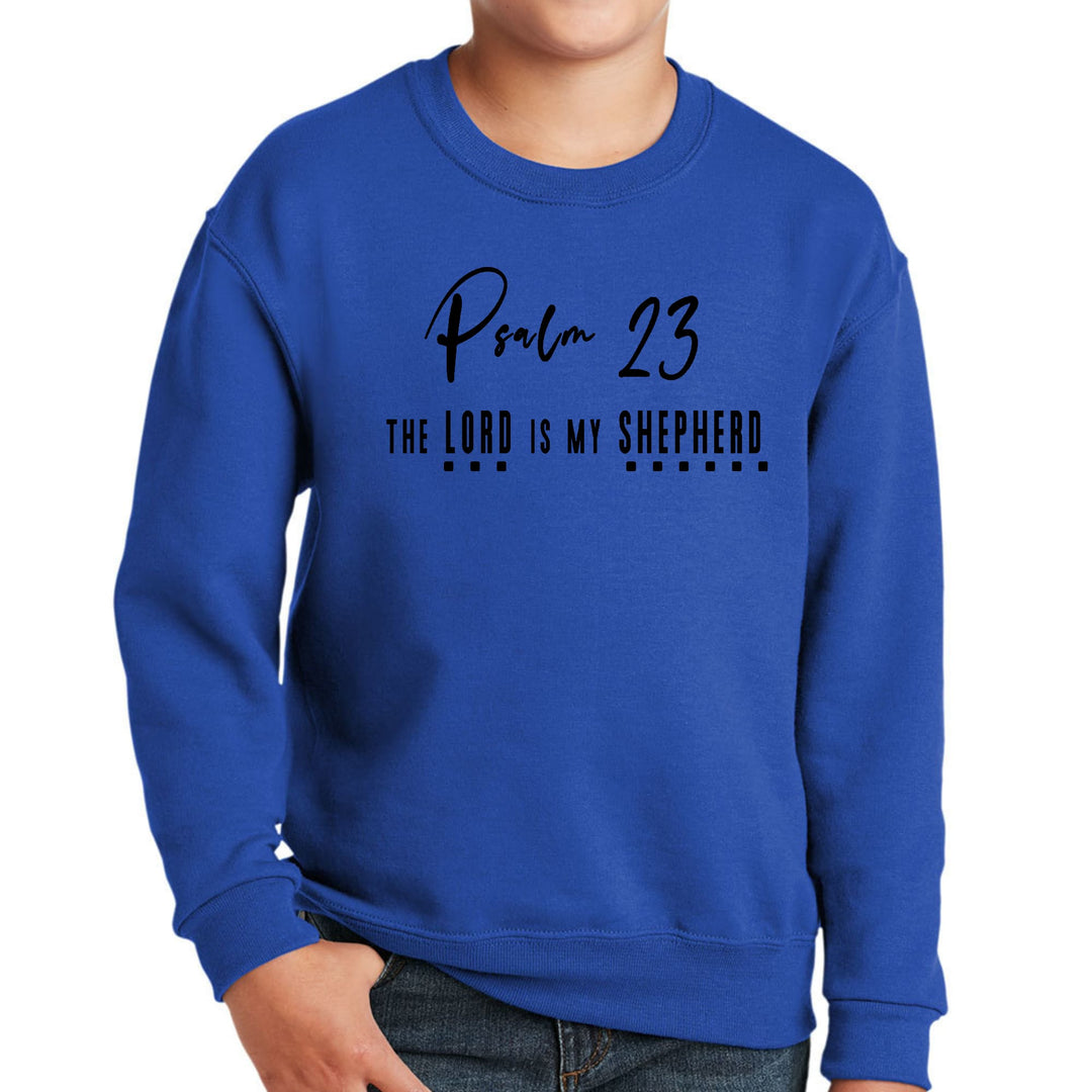 Youth Graphic Sweatshirt Psalm 23 the Lord is my Shepherd Black Print - Youth