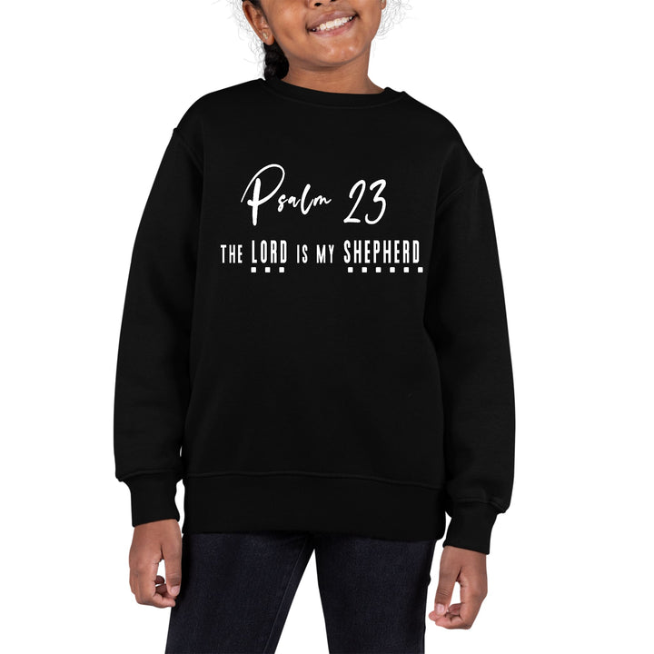 Youth Graphic Sweatshirt Psalm 23 the Lord is my Shepherd White Print - Girls