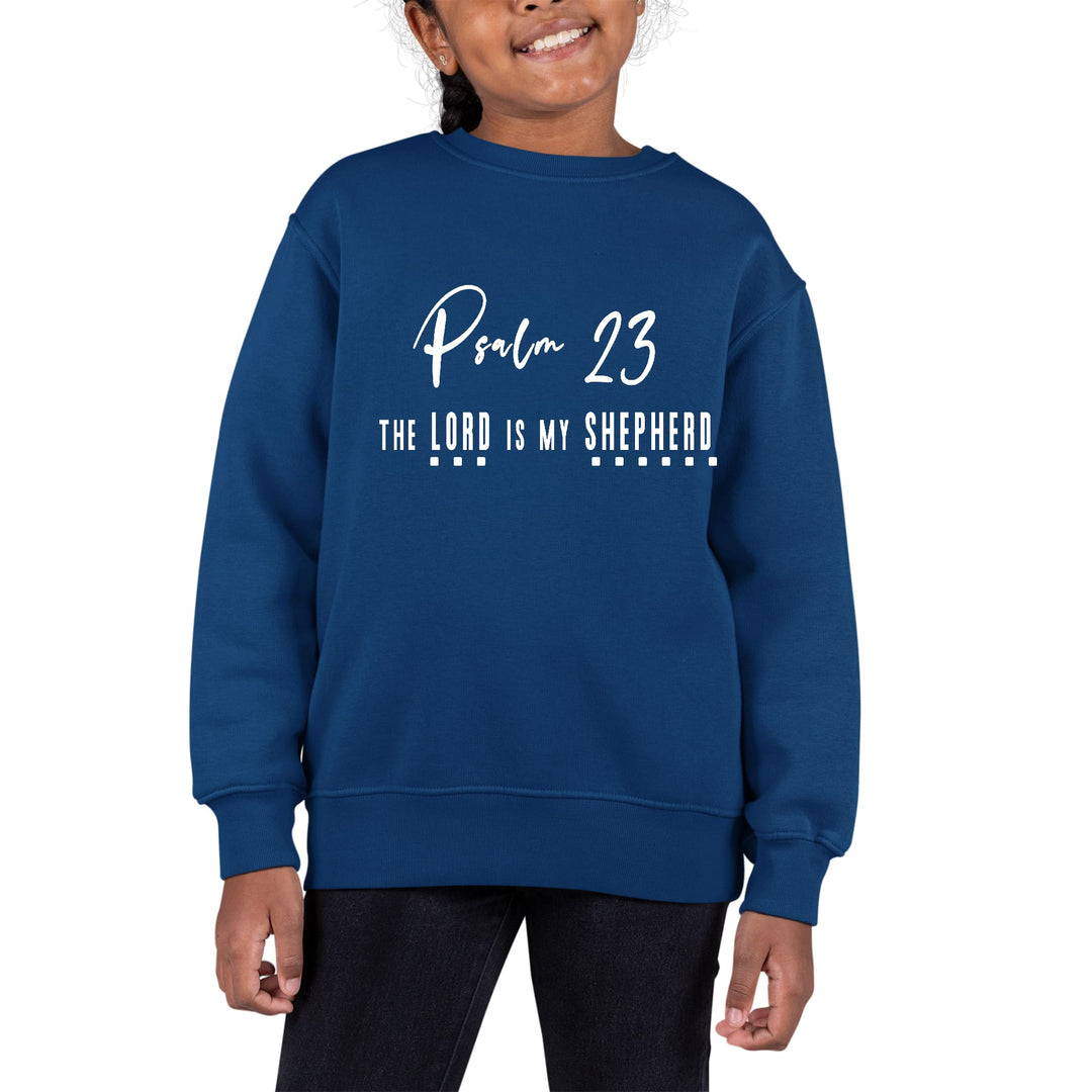 Youth Graphic Sweatshirt Psalm 23 the Lord is my Shepherd White Print - Girls