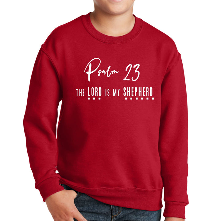 Youth Graphic Sweatshirt Psalm 23 the Lord is my Shepherd White Print - Youth