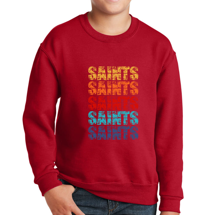 Youth Graphic Sweatshirt - Saints Colorful Art Illustration - Youth/Sweatshirts