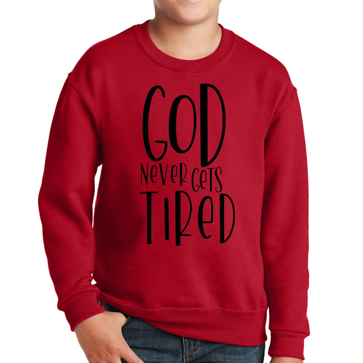 Youth Graphic Sweatshirt Say it Soul - God Never Gets Tired - Black - Youth