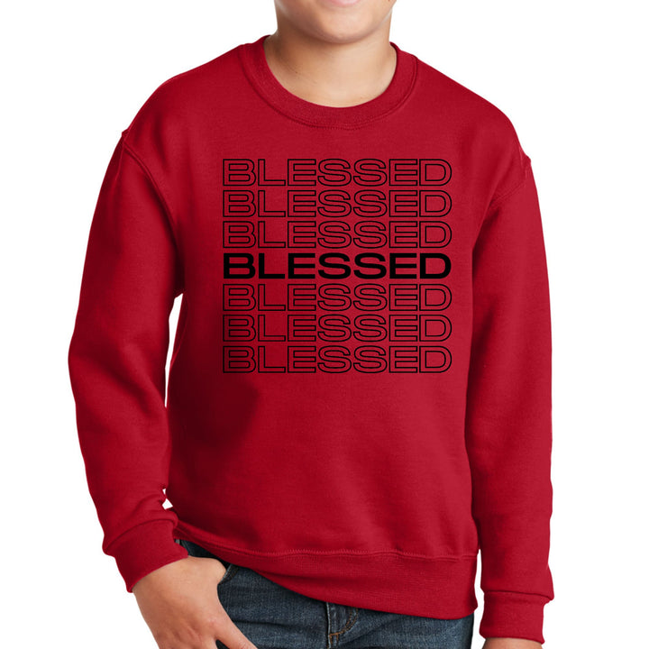 Youth Graphic Sweatshirt Stacked Blessed Print - Youth | Sweatshirts