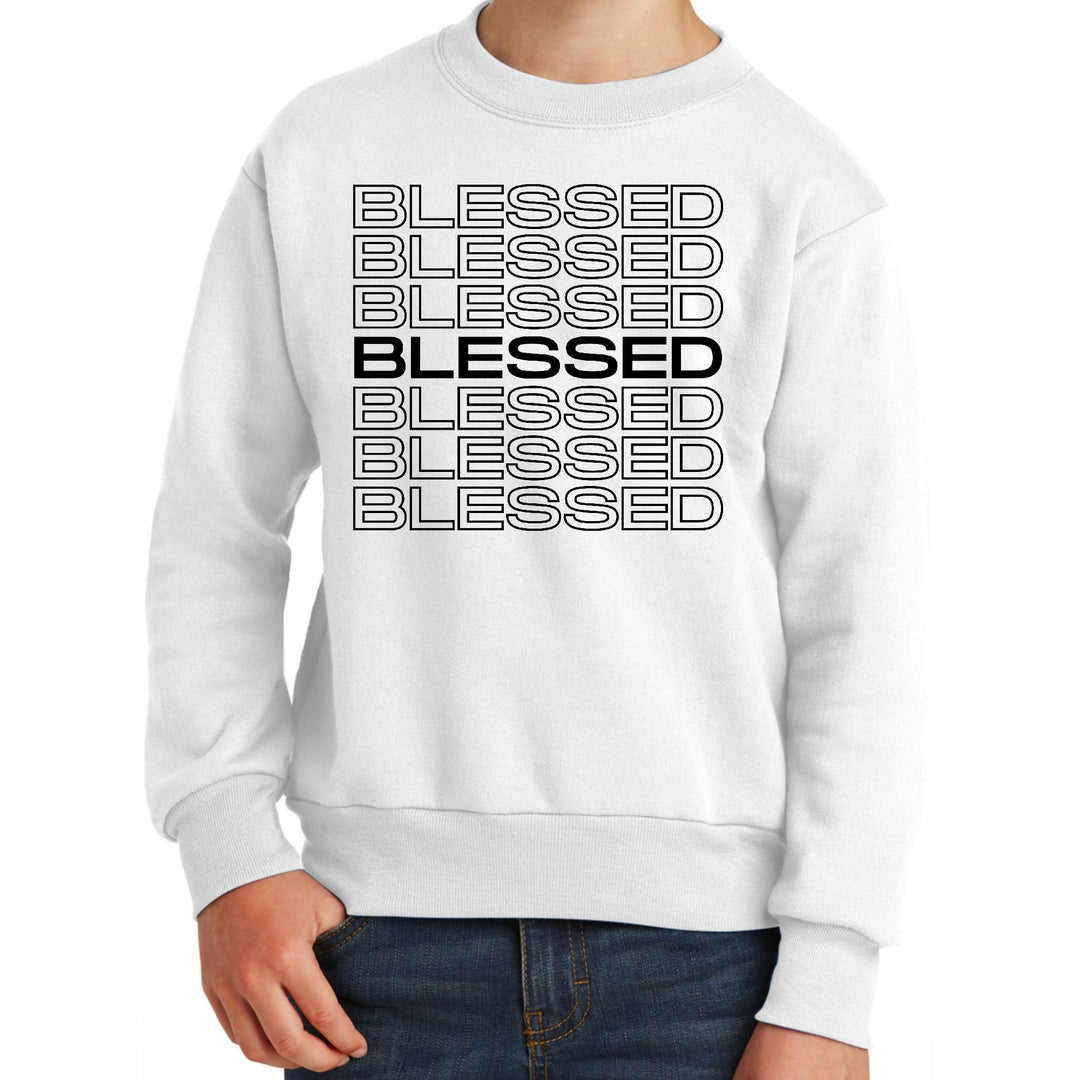 Youth Graphic Sweatshirt Stacked Blessed Print - Youth | Sweatshirts