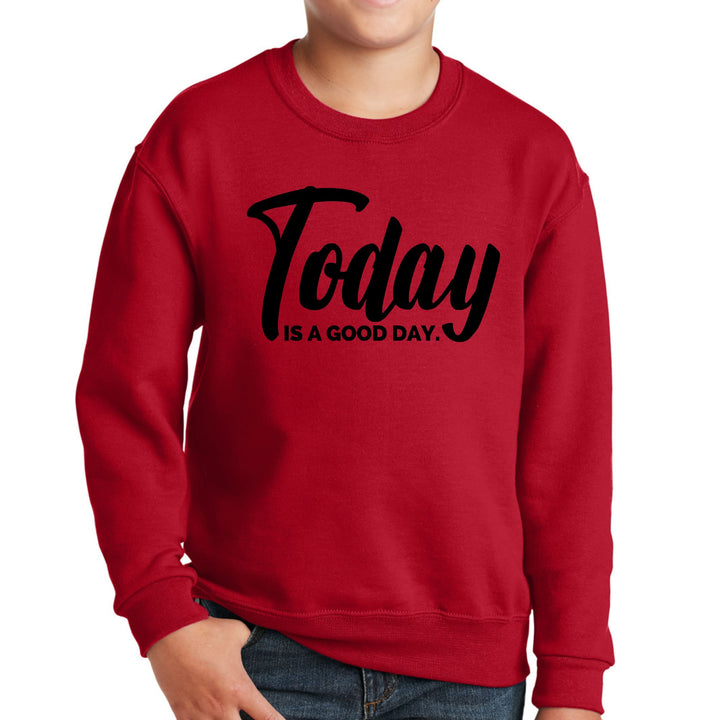 Youth Graphic Sweatshirt Today is a Good Day Black Illustration - Youth