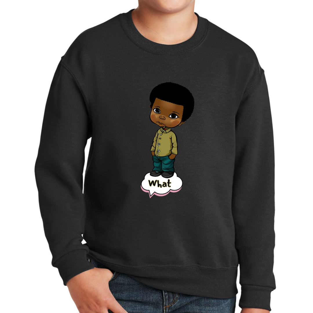 Youth Graphic Sweatshirt What African American Boy Illustration Art - Youth