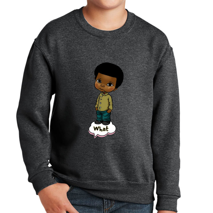 Youth Graphic Sweatshirt What African American Boy Illustration Art - Youth