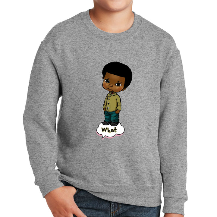 Youth Graphic Sweatshirt What African American Boy Illustration Art - Youth