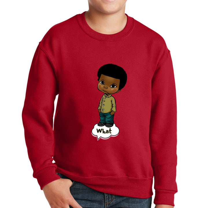 Youth Graphic Sweatshirt What African American Boy Illustration Art - Youth