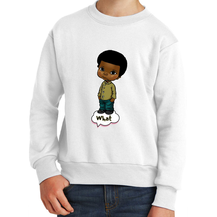 Youth Graphic Sweatshirt What African American Boy Illustration Art - Youth