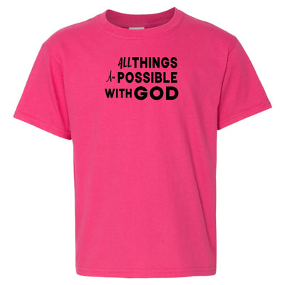 Youth Graphic T-shirt All Things Are Possible With God Black - Youth | T-Shirts