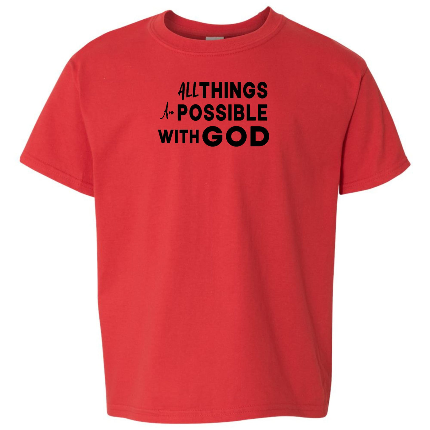 Youth Graphic T-shirt All Things Are Possible With God Black - Youth | T-Shirts