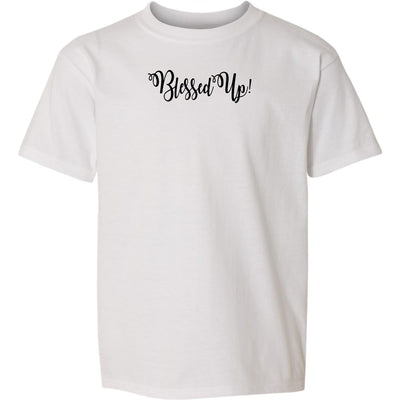 Youth Graphic T-shirt Blessed Up Quote Black Illustration - Youth | T-Shirts
