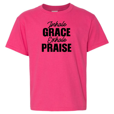 Youth Graphic T-shirt Inhale Grace Exhale Praise Black Illustration - Youth