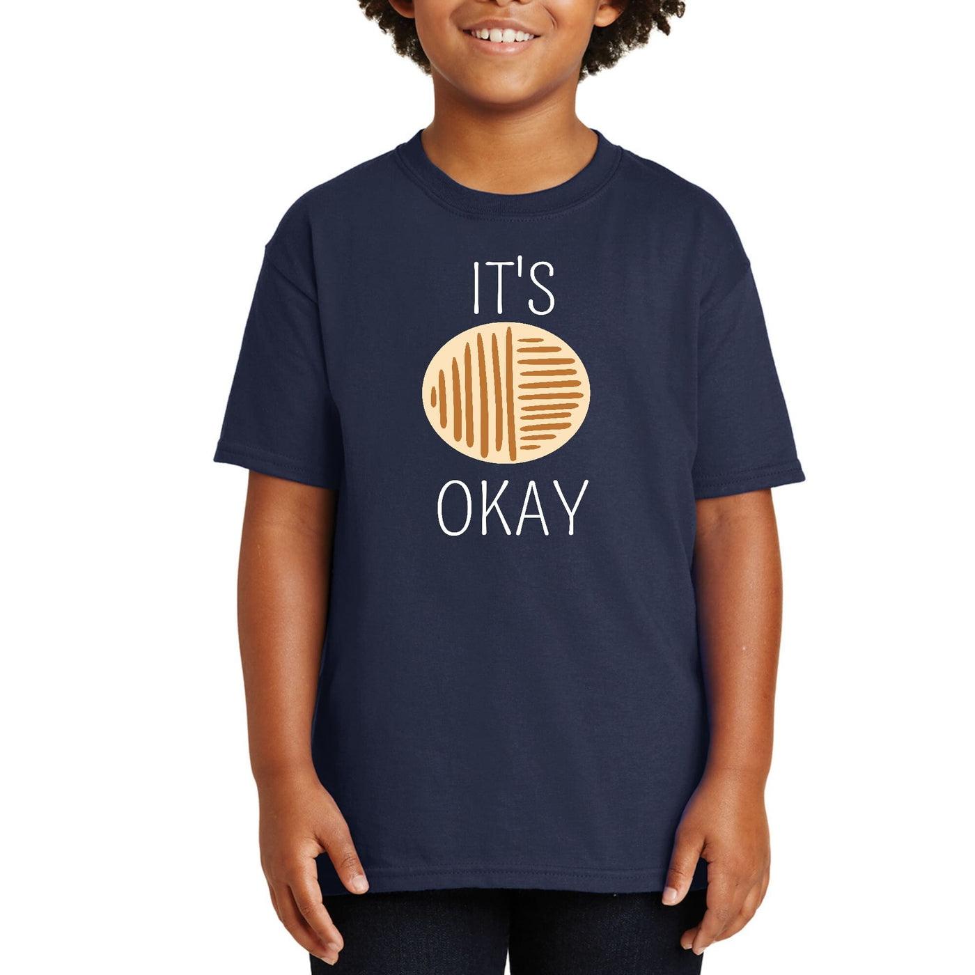 Youth Graphic T-Shirt Say It Soul Its Okay White And Brown Line - Youth