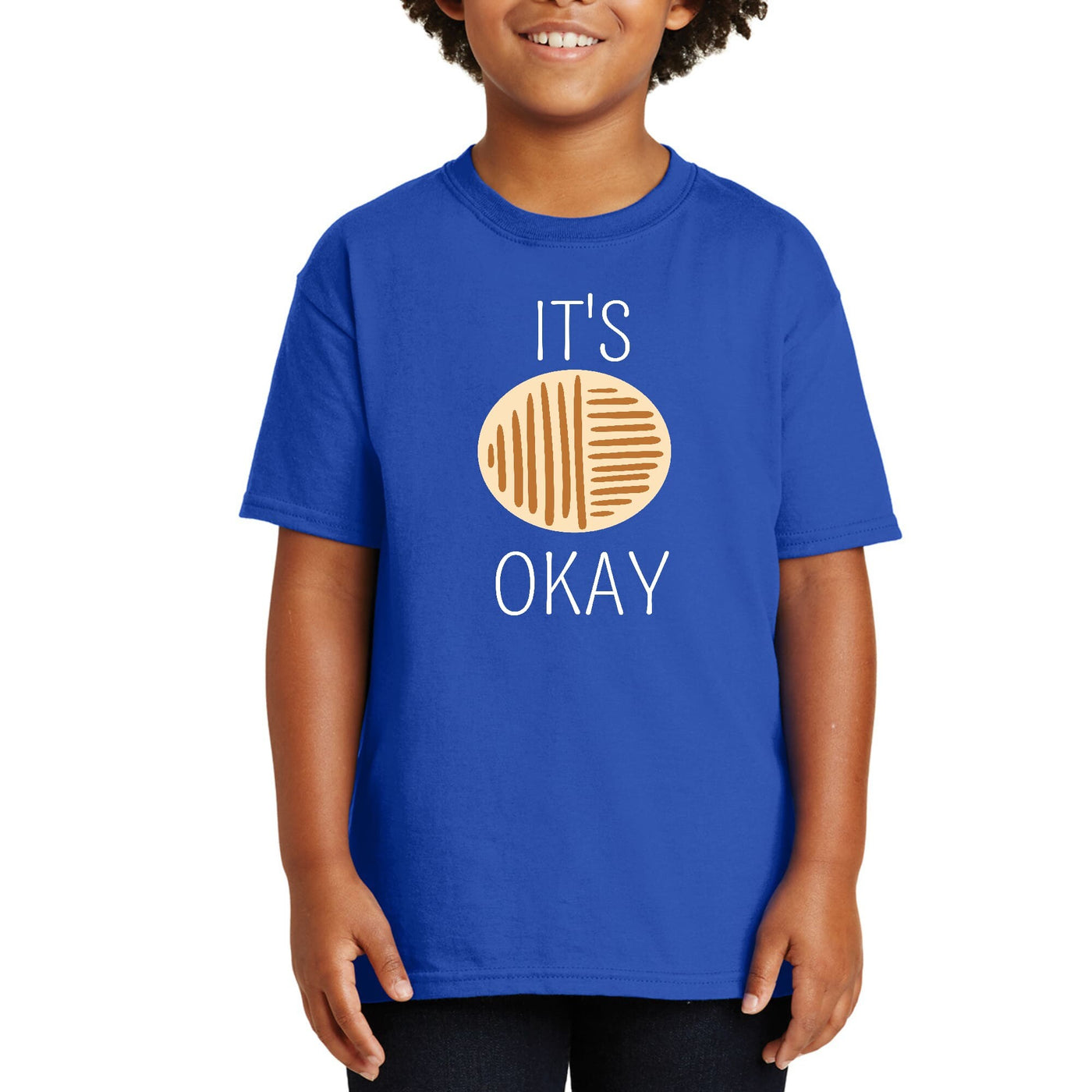 Youth Graphic T-Shirt Say It Soul Its Okay White And Brown Line - Youth