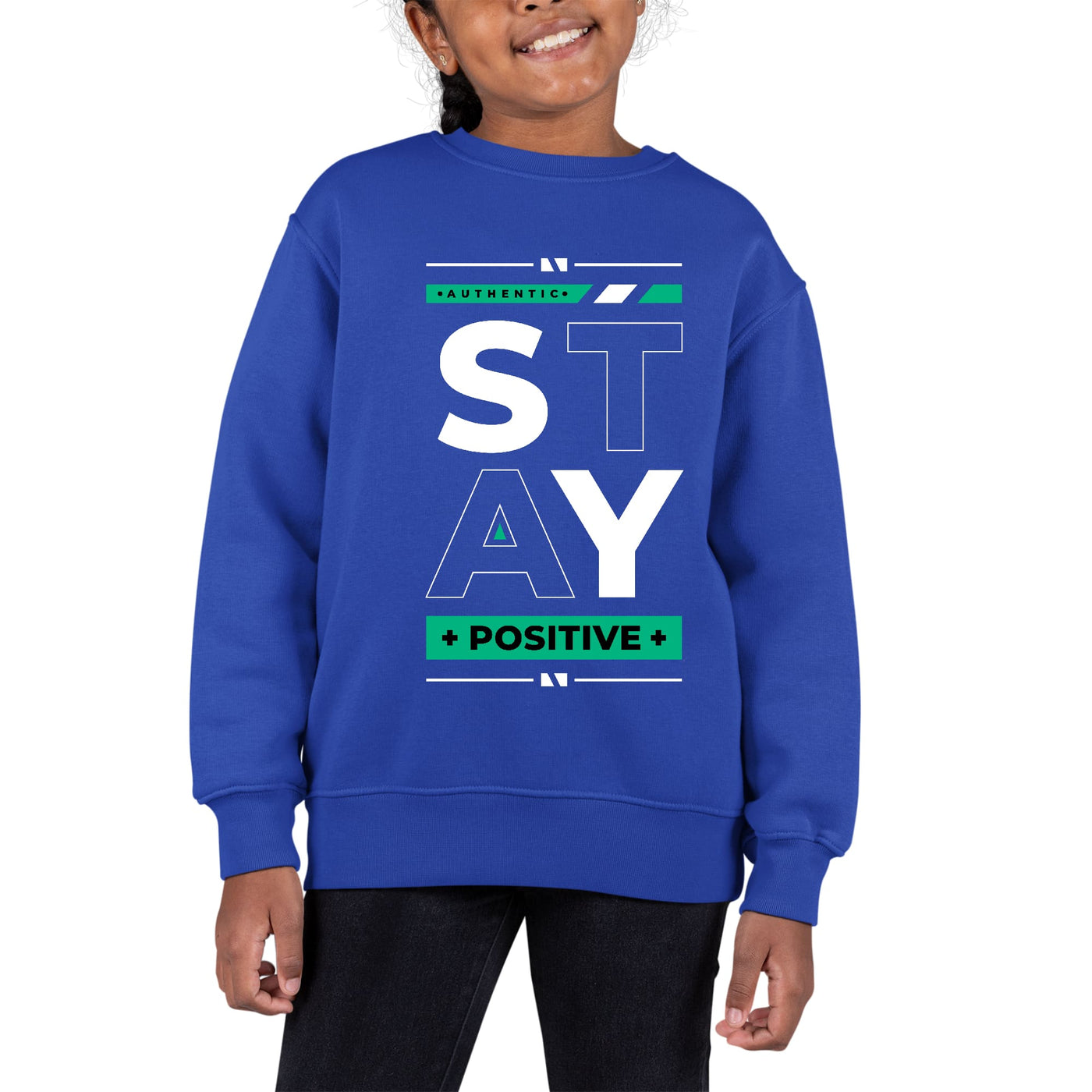 Youth Long Sleeve Crewneck Sweatshirt Stay Positive - Girls | Sweatshirts