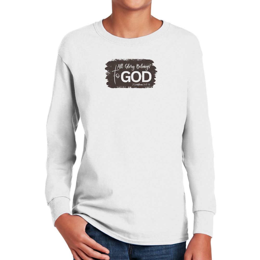 Youth Long Sleeve Graphic T-shirt All Glory Belongs to God Brown - Youth