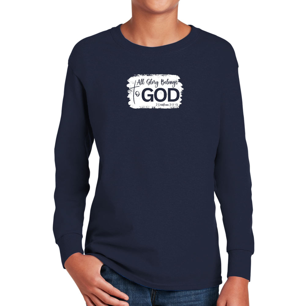 Youth Long Sleeve Graphic T-shirt All Glory Belongs to God Christian - Youth