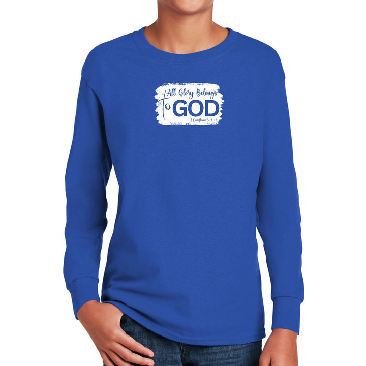 Youth Long Sleeve Graphic T-shirt All Glory Belongs to God Christian - Youth