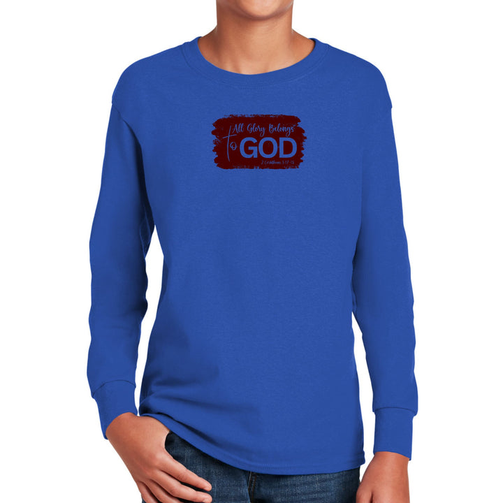 Youth Long Sleeve Graphic T-shirt All Glory Belongs to God Christian - Youth