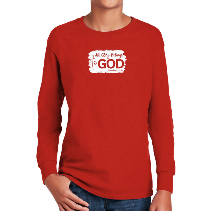 Youth Long Sleeve Graphic T-shirt All Glory Belongs to God Christian - Youth