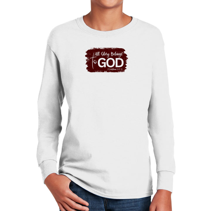 Youth Long Sleeve Graphic T-shirt All Glory Belongs to God Christian - Youth